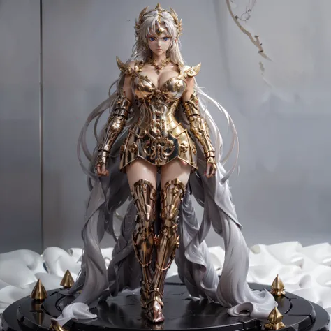 a close-up of the figure of a woman with a chain around her neck, girl of the zodiac knights, figura de desfile pop-up, portrait girl of the zodiac knights, anime action figure, megera, estatueta de pvc, sereia ciborgue com chicote laser, figura completa, ...