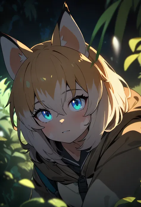 masterpiece, Walking through the firefly-filled jungle at night(1boy, kemono, furry)(Attention to detail:1 1), high quality, Browsing Caution, Beautiful Eyes(detailed face and eyes)Sharp focus, Contrast lighting, Crazy Details, Soft lighting, high quality,...