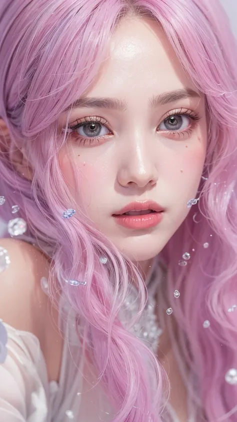 （（（single eyelid）））snow hoop exclusion area 32k（tmasterpiece，k hd，hyper hd，32k）long flowing purple-pink hair，autumn pond，zydink，...