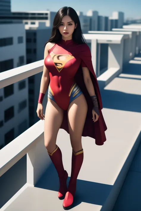 superwoman standing on the rooftop, full body shot