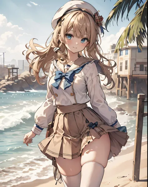 masterpiece, 1girl, sparrow, a blonde haired girl, wearing a white sailor clothes, curly long hair, messy hair, slim body, he cl...