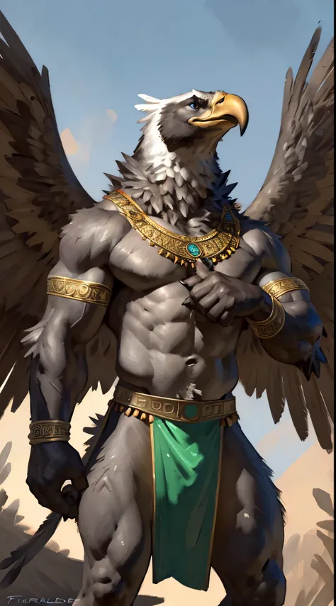 1men, anthro, strong male ((SOLO)), Muscular male eagle, Accipitridae, Aquila chrysaetos, majestic wings on back, talons, masculine aura, dynamic, in movement, clawed fingers, wide tail, feathers, aztec, sexy, athletic, bara men, (veins:1.2), abs, pecs, bi...