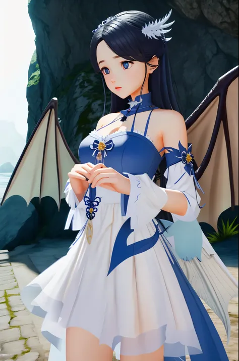 ((best quality)), ((masterpiece)), ((ultra-detailed)), extremely detailed CG, (illustration), ((detailed light)), (an extremely delicate and beautiful), a girl, solo, ((upper body,)), ((cute face)), expressionless, (beautiful detailed eyes), blue dragon ey...