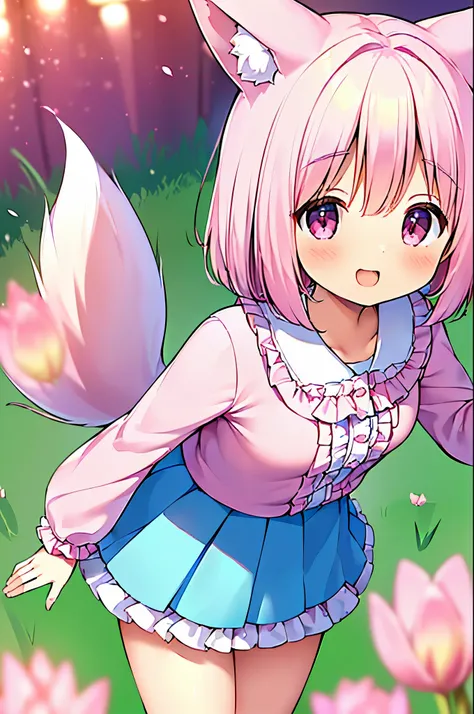 (((masterpiece))), (((最high quality))), (((high quality))), (((beautiful))), (((8K))), (((High resolution)) (((超High resolution))), (((High resolution))), (((Transcendent Technique Illustration))), (Pink Short Hair:1.3), (Pink fox tail:1.4), (Pink fox tail...