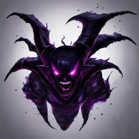 create the image OF A black MONSTER with dark purple ANIME