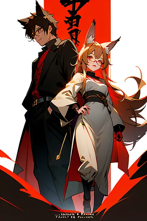 An anime series set in a fantasy town village. It features a half-human, half-rabbit girl with blonde hair and bunny ears in a fantasy-style police uniform. Walking beside her is a male human in a thief outfit, wearing a brown robe, with red glowing eyes, ...