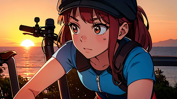 girl　Sunset　bicycle