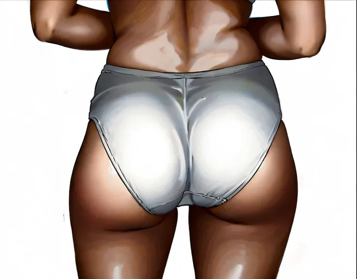 ((masterpiece, best quality)), ((30 year old)), (((Curvy))), ((Black woman)), in ((white cotton fullback panties)), ((Big butt)), ((cropped shot)), ((((realistic art style, 50s pinup art))))