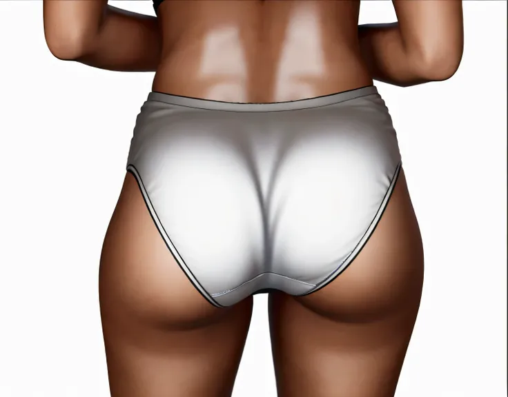 ((masterpiece, best quality)), ((30 year old)), (((Curvy))), ((Black woman)), in ((white cotton fullback panties)), ((Big butt)), ((cropped shot)), (((realistic 3d animated movie art style)))