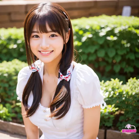 Cute face like a 15-year-old idol　Smiling Kindly　Japanese maid cafe clothes　Maid clothes　Cosplay　Cleavage　Medium size bust　RAW Photos　Genuine　Real　High definition　Raw photo　city