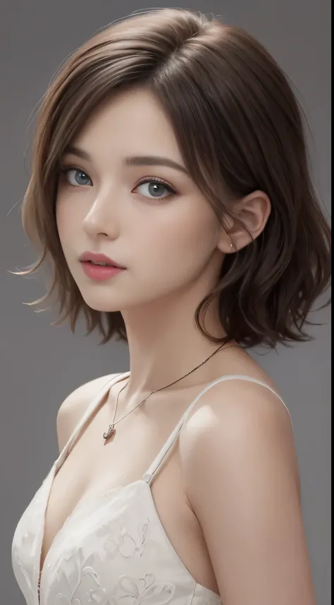 (((highest quality, 8k, masterpiece)))、(perfectionな体型を持つ美しい女性)、thin、Cinema Lighting、perfection、Soft Light、High Resolution Skins:1.3、Realistic skin texture、30 year old mature woman、Small face、No makeup、short hair、Dark brown hair、Beautiful eyes in every deta...