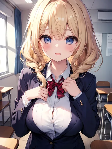 Masterpiece,Best Quality,(Super Detail),perfect writing, Highly detailed CG,Super detailed,(Highly detailed eyes,Very cute face,Highly detailed face:1.3),Beautiful Anime Girl,(Solo Girl),(Super huge boobs:1.1),(Sensual,Glamorous:1.4),(Blonde,Medium Hair,Tw...
