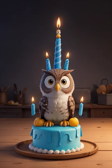 an owl on top of a birthday cake easy drawing