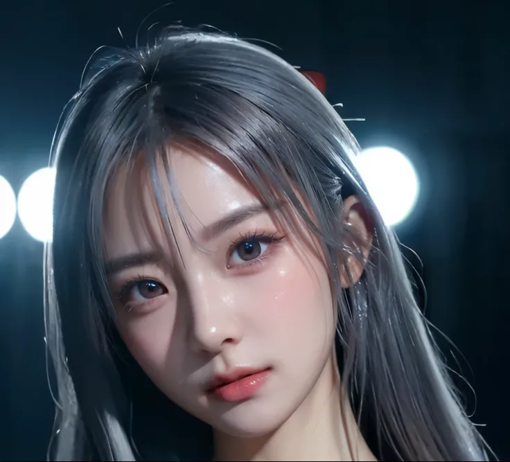 girl, embarrassed face, bashful face, cry, orgasm face, feel ecstasy, looking down, look at viewer, silver color hair, beautiful eye, high detailed pupil, double eyelid, high detailed real skin, high quality skin, sweaty skin, professional lighting, real s...