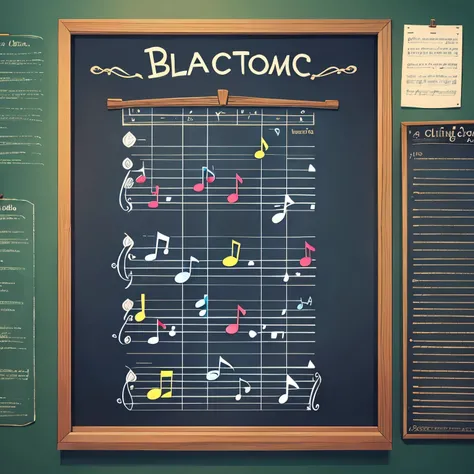 Music sheet on a blackboard