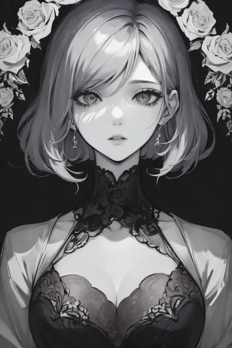 A captivating personality picture, or pfp, showcasing an individual well-versed in the intricacies of Sui Ishidas manga characters. With a mod cut and light hair cascading down their back, the photo is rendered in the distinct b&w manga style that Sui Ishi...