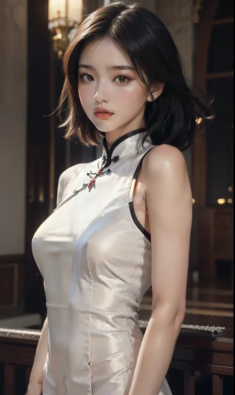 Close-up of a woman in a white dress taking a photo, 🌺 society, Up to the model | ArtJam, Gorgeous Chinese Model, chinese girl, Inspired by Ren Mei, 「Beautiful Anime Women, Realistic. Chen Yi, Beautiful and attractive anime woman, Trending on cgstation, Ch...