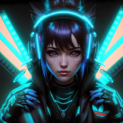 dreamlikeart pltn style, detailed portrait Neon Operator Girl, cyberpunk futuristic neon, reflective puffy coat, decorated with traditional Japanese ornaments by Ismail inceoglu dragan bibin hans thoma greg rutkowski Alexandros Pyromallis Nekro Rene Maritt...