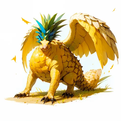 Big animal, Armadillo mixed with pineapple, blue eyes, (has big wings eagle), Grassroots 