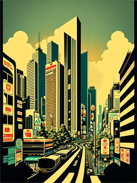 Shibuya City Vintage Style Vector