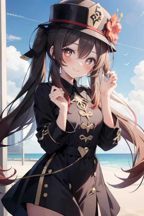 Walnuts、Good looking girl (blush, Perfect Face), independent , Looking at the camera, masterpiece, Anime art style, Cute Characters, Most detailed, high quality、Nico Nico Smile、There are highlights on the eyes、Wearing a hat、Long Hair