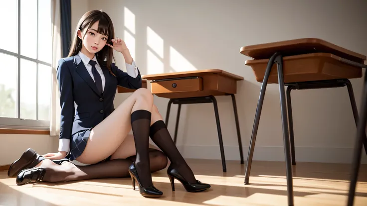 anime, beautiful face, highly detailed face, two exact legs、detailed eyes, highly detailed background, perfect lighting, Accurate weapons, accurate hands, precise fingers, full body, 1 girl, alone, Ruby Hoshino, oshi no ko, indoors, Detailed heels, Detaile...