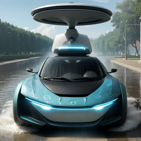 A futuristic car that uses water as fuel