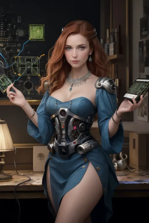 User
User
une peinture d&#39;
une femme aux cheveux longs et roux,magnifique visage realiste,delicate and melancholy, nostalgique ;senssible et délicate
perles et  bijoux Futuriste,motherboard, carte informatique et bijoux,circuit board like jewelry button...