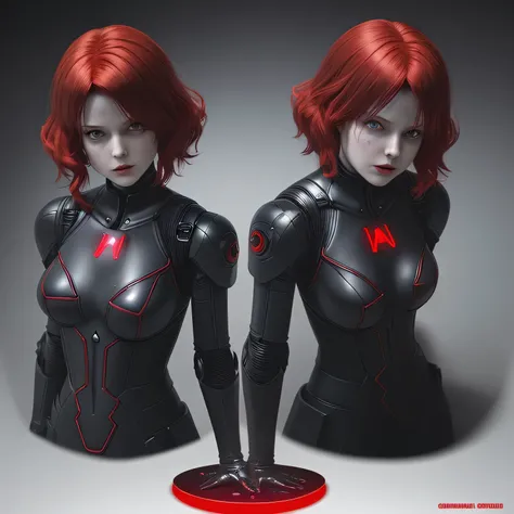 Resident evil kid red queen a red artificial intelligence hologram with a polite and kind appearance who commands an evil organization of soldier-like agents 