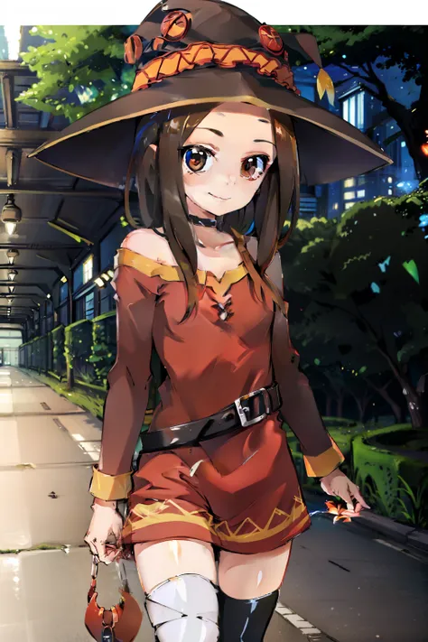 Masterpiece , takagi-san   , evil smile , looking away from viewer, Megumin clothes . Custome Megumin. 