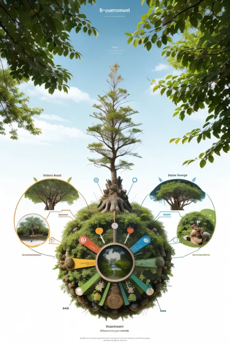 illustration that represents an ecosystem in balance showing how different species interact harmoniously and contribute to the healthy functioning of the ecosystem