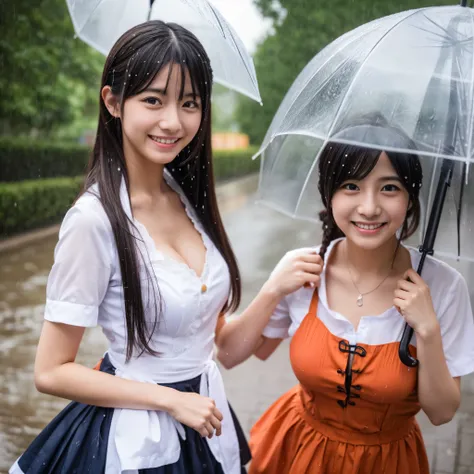 Cute face like a 15-year-old idol　Smiling Kindly　Japanese maid cafe outfit　Maid clothes　Cosplay　Cleavage　Medium bust　In the heavy rain　Shooting a photobook completely soaked　She doesn&#39;t have an umbrella　She doesn&#39;t have an umbrella　My hair, face an...