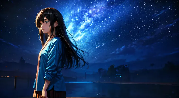 Anime girl with long hair and a blue shirt posing for a photo, Realistic Anime 3D Style, 3D Anime Real, Photorealistic Animation, Photorealistic Animation girl render, Smooth anime CG art, Anime Styled 3d, Realistic anime art style, Anime realism style, An...