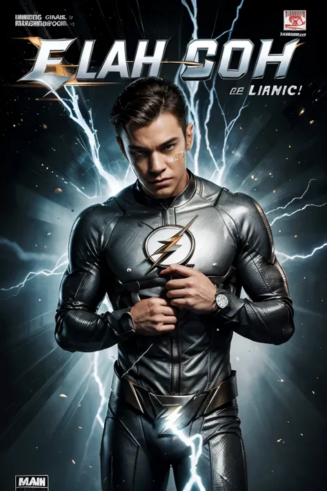 crie uma capa de um livro que o flash (homem) seja branco, com a cara tampada