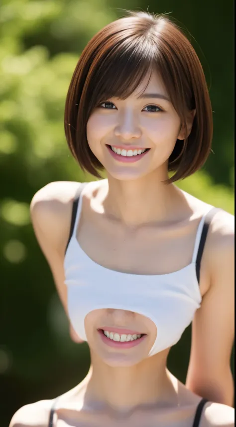 Short Hair、Age 25、Ultra-high resolution、smile、Japanese、Japanese顔、Chignon