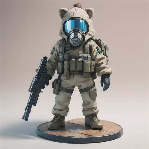 alafud soldier with gas mask and gun, sanya toys, guerrilla, vinyl toy figurine, highly detailed toys, future combat equipment, ...