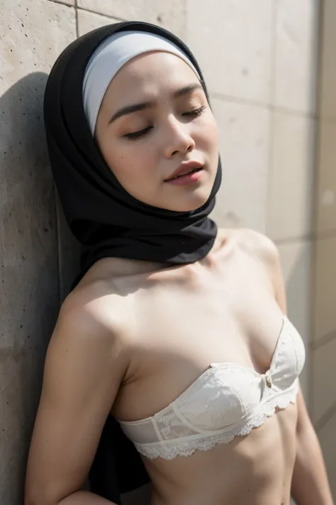 Wear sunglasses and act like Rosyam, ((Closed Eyes)), ((Strapless Colourful bra Flat Chest)), Naked, Angry pose, Angry face, (((HIJAB MALAY GIRL))), masutepiece, High quality, UHD 45K, Realistic face, Realistic skin feeling , A Japanese Lady, 8 years old, ...