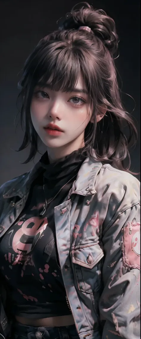 lisa black pink realistic, artist realistic,pink jackets,((masterpiece, highest quality, highest image quality, high resolution,...