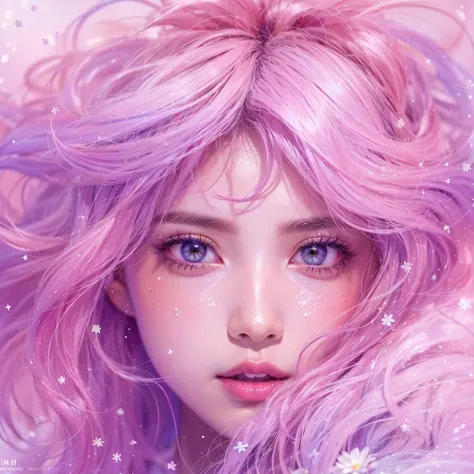 （（（Single eyelid）））Snow hoop exclusion area 32K（tmasterpiece，k hd，hyper HD，32K）Long flowing purple-pink hair，Autumn Pond，zydink， a color， Tongzhou people （Girl with glowing eyes）， （Thin silk scarf）， Side squat position， looking at the ground， long whitr ha...