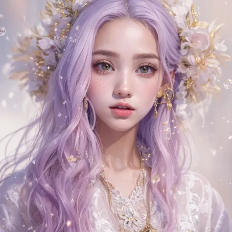 （（（single eyelid）））snow hoop exclusion area 32k（tmasterpiece，k hd，hyper hd，32k）long flowing purple-pink hair，autumn pond，zydink，...