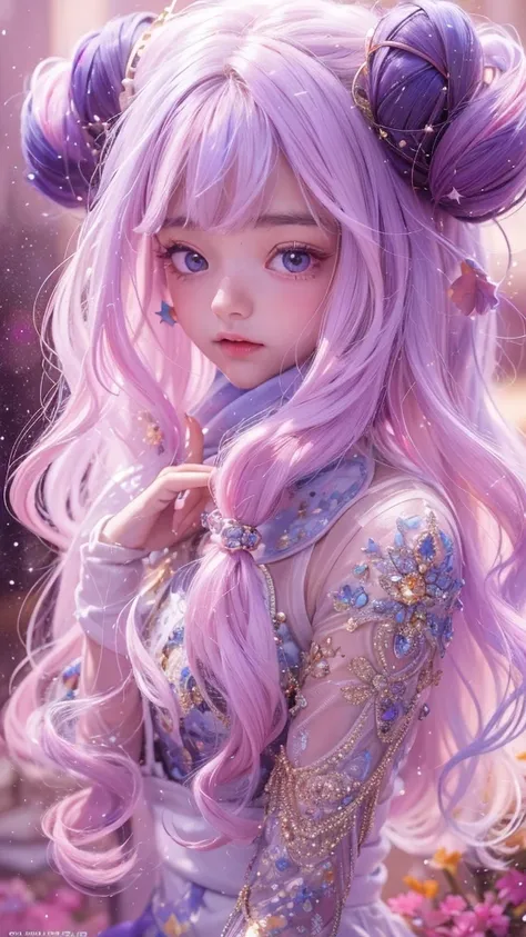 （（（single eyelid）））snow hoop exclusion area 32k（tmasterpiece，k hd，hyper hd，32k）long flowing purple-pink hair，autumn pond，zydink，...