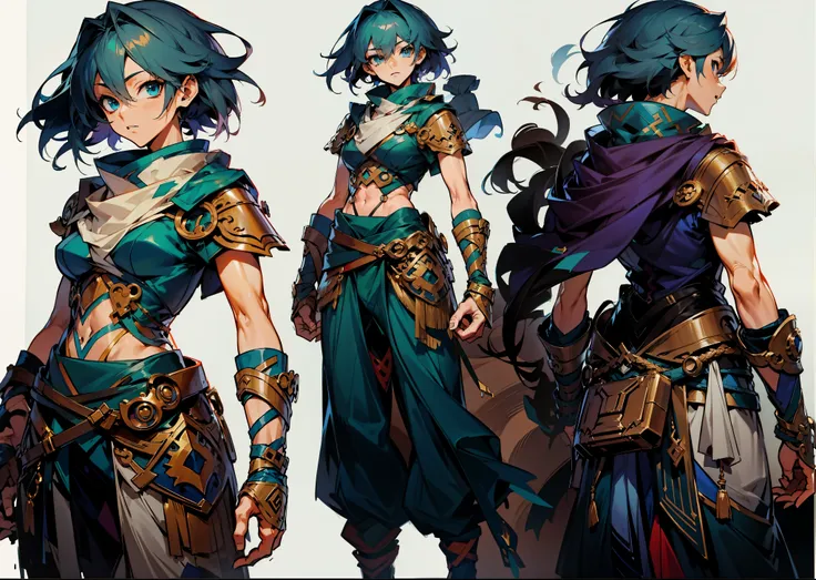 a couple of anime characters with different outfits and weapons, male protagonist 👀 :8, anime character design, detailed anime character art, best anime character design, rpg concept art character, high quality character design, young male ( ( character co...