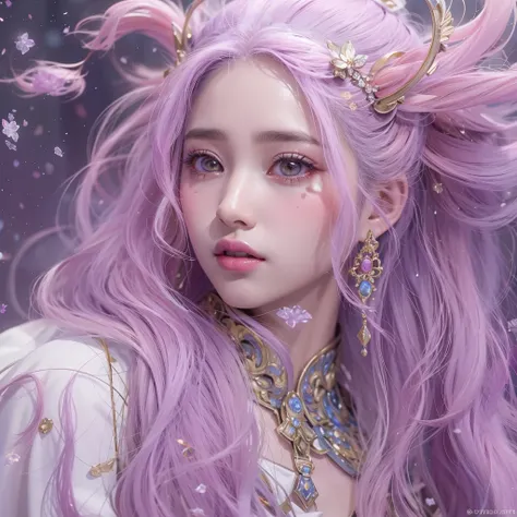 （（（single eyelid）））snow hoop exclusion area 32k（tmasterpiece，k hd，hyper hd，32k）long flowing purple-pink hair，autumn pond，zydink，...