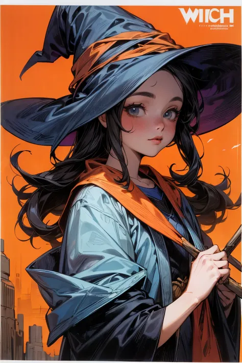 A beautiful young witch，Comic Style