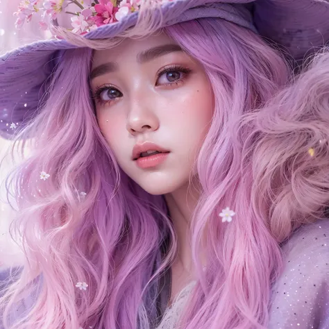 （（（single eyelid）））snow hoop exclusion area 32k（tmasterpiece，k hd，hyper hd，32k）long flowing purple-pink hair，autumn pond，zydink，...