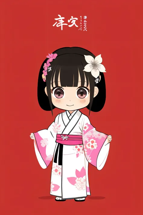 An illustration　Chibi Character　kimono
