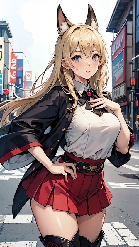 Takeshi Koike, Walter Crane, Surreal, mysterious, strange, fantastical, fantasy, Sci-fi, Japanese anime, Shibuya scramble crossing, giant egg, blonde miniskirt beautiful girl Alice, perfect voluminous body, detailed masterpiece Hyper realistic sharp focus ...