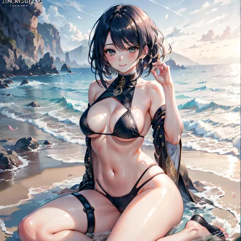 masterpiece, top-quality, high resolution, Hinata,long black hair, bikini, sunlit, Spread Legs, Nude, golden sand, ocean waves, Japanese garden background

ultra-detailed, high definition, (Realistic, Photorealistic: 1.4), 8K, Raw photo, Hinata, (Masterpie...