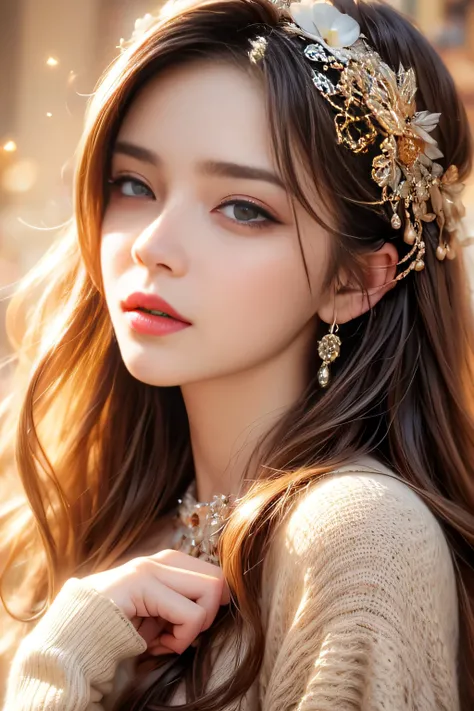 (Best quality at best,4K,A high resolution,tmasterpiece:1.2),ultra - detailed,(actual,realisticlying,Photorealistic:1.37),Beautiful and delicate eyes,beautiful detailed lips,Extremely detailed eyes and face,Long eyelashes,Girl in sweater,white backgrounid,...