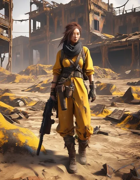 Post-apocalyptic wasteland，Ruin Rose refers to a very beautiful and powerful heroine in the doomsday world.），Common elements The most common，It&#39;s the scorching sun and strong wind，Yellow sand rolling，The broken eaves and broken walls are everywhere, an...